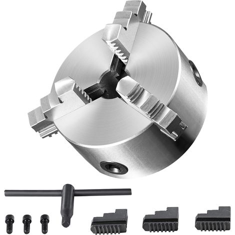 Mophorn Mandril de torno de 3 mordazas de 6" con autocentrado y rango de sujeción de 0,14 a 6,3" Mordazas reversibles para fresado, perforación e impresora 3D