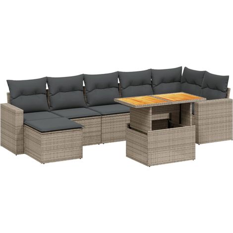 Maison Exclusive - 8-tlg. Garten-Sofagarnitur mit Kissen Grau Pol (1/3)