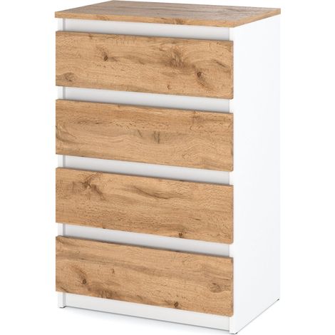 Cassettiera Wotan in rovere bianco, 60 cm, mobile TV per soggiorno, credenza