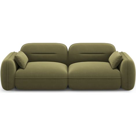 Canapé modulable 3 places en velours vert clair (1/5)