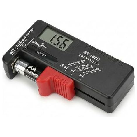 Universeller digitaler Batterietester (BT-168D), Batterieprüfer mit präzisem LCD-Bildschirm für AA AAA CD 9V (Seitenkontakte) und 1,5V Tasten - (1/5)