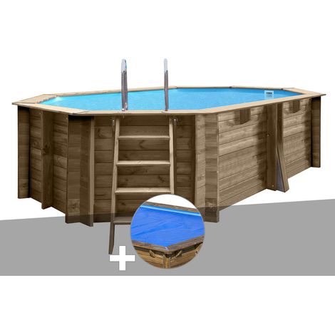Kit piscine bois Gré Grenade 2 4,36 x 3,36 x 1,17 m + Bâche à bulles