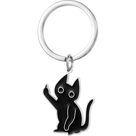 Porte-clés chat mignon - Cadeau amusant pour femmes, anneau porte-clés chat cool pour hommes - Accessoire adorable pour clés de voiture, cadeau d'amitié parfait (1/5)