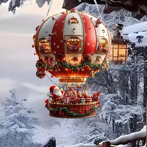 Ornement De Noël - Ballon À Air Chaud En Acrylique - Décoration Intérieure Pour Arbre, Mur Ou Fenêtre - Lot De 1 (1/5)