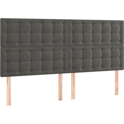 Cabecero con luces LED terciopelo gris oscuro 180x5x118/128 cm vidaXL (1/5)