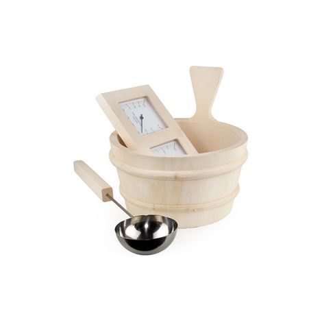 Set seau et louche en bois – 4L, 5L, 7L, en épicéa, pin ou cèdre, accessoire pour sauna traditionnel, rituel de sudation
