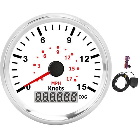 Compteur de vitesse GPS numérique 3-3/8 pouces 15 nœuds 0-17 MPH 9-32V pour bateau yacht navire SOG COG (1/5)
