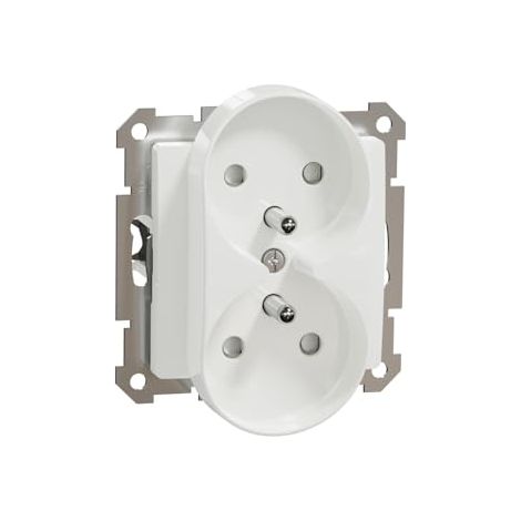 SEDNA ELEMENTS, DOUILLE PE 2X2P AVEC OBTURATEURS POUR CADRES ELEMENTS, BLANC SCHNEIDER ELECTRIC SDD111275