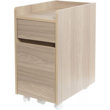 Iris Ohyama, Schreibtischsockel, Mobilschrank, Räder, Dokumente & Akten, FDK-3059, Hellbraun, W46,5 x D31,2 x H59 cm (1/4)