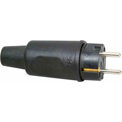 KOPP Schutzkontakt-Stecker 179516009, Vollgummi, Knickschutz, schwarz