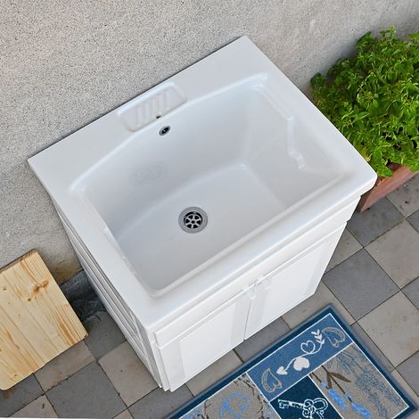 Mobile lavatoio da esterno in ceramica 60x50 NILO PLUS con sifoneria (1/4)