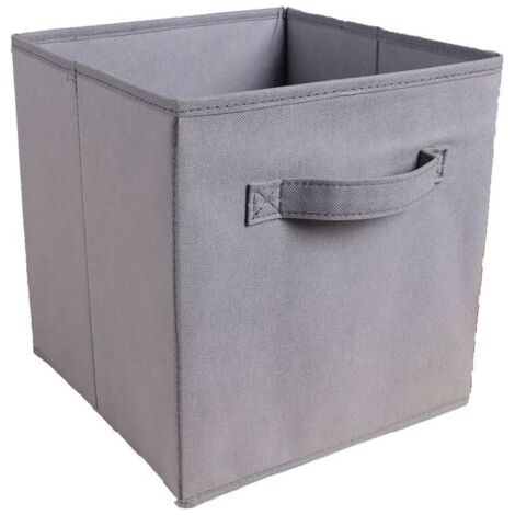 Boîte de rangement pliable en tissu gris, 30 cm de large x 30 cm de long x 30 cm de haut, sans couvercle, type tiroir, 1 pièce (1/5)