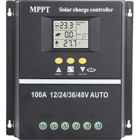 Contrôleur de Charge solaire MPPT 100A – Double Port USB – Écran LCD rétroéclairé – Protection de tension – Compatible GEL et LifePO4 (1/5)
