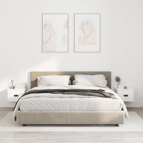 Wand-Nachttische 2 Stk. Hochglanz-Weiß 41,5x36x28 cm