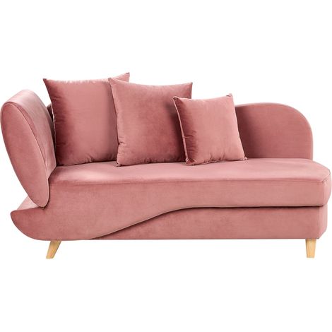 Chaise Longue Versione Sinistra con Contenitore in velluto rosa lato sinistro Meri