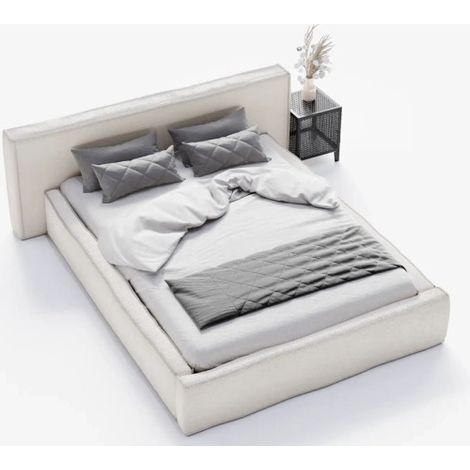 MEUBLER DESIGN Lit En Tissu Bouclé Avec Grande Tête De Lit Et Coffre De Rangement Olympia - 180x200, Tissu, Style ,  x  x  cm (1/5)