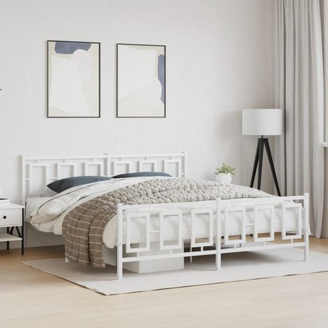 Cadre de lit métal sans matelas-Structure de lit et pied de lit blanc 183x213 cm 671613 (1/5)