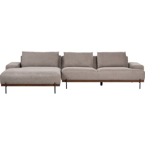 Sofá esquinero de tela 3 plazas estilo minimalista patas metal marrón claro derecho Mariferd