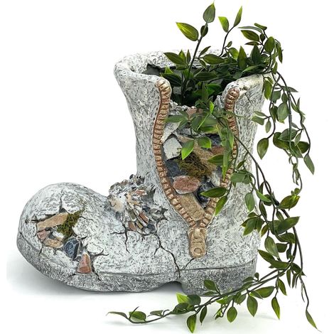 DanDiBo Pflanztopf Stiefel aus Magnesia Blumentopf 32 cm wetterfest frostfest 715432 Pflanzgefäß Übertopf Kunststein Garten Gartendeko Dekofigur Gartendekofigur (1/5)