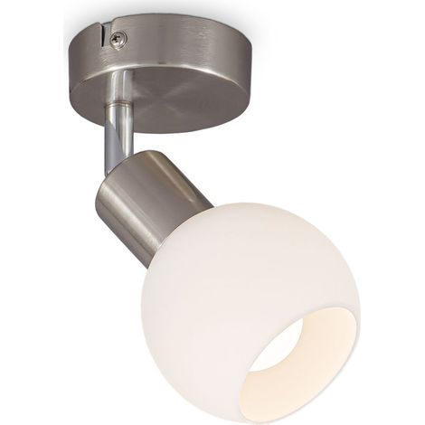 B.K.Licht – Plafonnier LED pivotant 5W – Abat-jour en verre opale blanc – Lumière blanche chaude 3000K – 470 lumens – Pour salon et couloir - 470lm