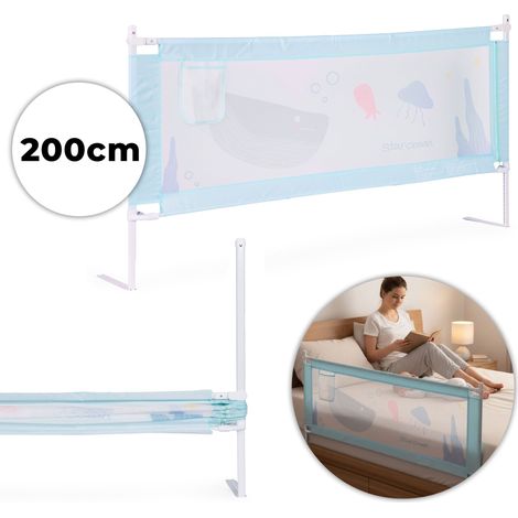 Barrière de lit de 200 cm, hauteur réglable, cadre en acier