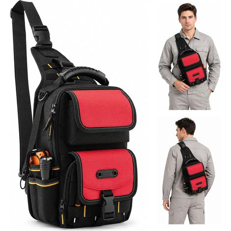 Sac à outils portable multipoches avec rangement catégorisé, adapté aux techniciens de réparation et aux techniciens de câblage. (1/5)