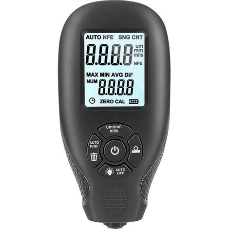 Car Paint Coating Thickness Gauge, Portable Backlit, LCD Digital Coating Thickness Gauge with Aluminum Base for Steel and Metal (Black) (1/5)