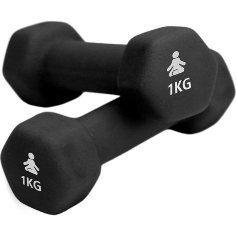 FITPADDY Manubri 1kg Neoprene Nero Set 2 Pezzi per Fitness DB2X1BK (1/5)