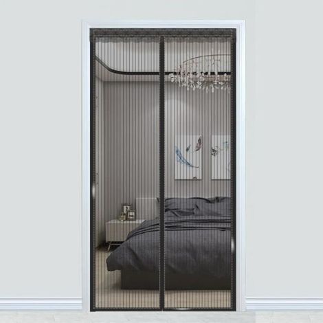 Moustiquaire de Porte Fenetre Fermeture Automatiquement Anti-Insectes 120 220cm- Noir (1/4)
