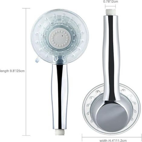 Cabezal de ducha LED con 7 colores cambiantes y flujo de agua ajustable. (1/3)