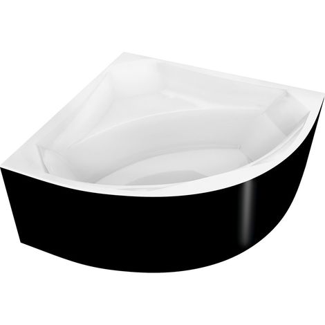 Baignoire d'angle ROSANA 136x136x63cm, Blanc/noir (1/4)