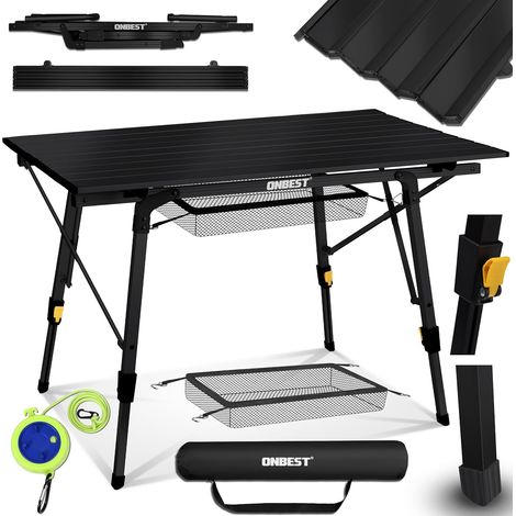 Table de camping 90x53cm pliante portative avec sac de transport robuste et stable Argent (1/5)