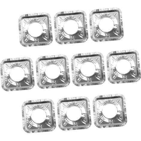 Confezione da 60 protezioni in alluminio per bruciatori di fornelli a gas: quadrate, resistenti all'olio, facili da pulire e monouso. (1/5)