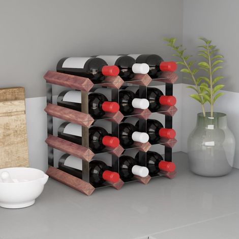 Wine Rack for 12 Bottles Brown Solid Wood Pine vidaXL