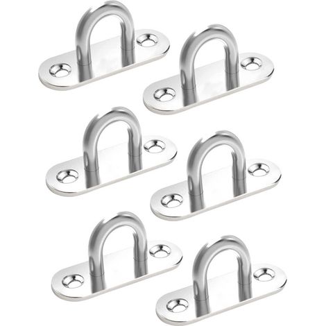 6 Stück Edelstahl-Augenplatte, Ösenplatten-Abdeckplatte, 304 Metallhaken, U-förmiger Deckenhaken, Befestigung für Wandhaken, Hängesessel, Markise, Bootszubehör (1/5)