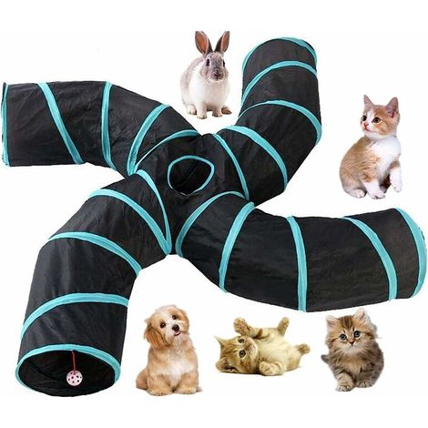 royaluxe - Tunnel pour chat 4 voies, grand tunnel pliable pour intérieur ou extérieur avec sac de rangement pour chat, chien, chiot, chaton, lapin (1/5)