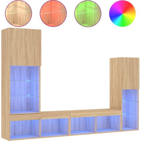 Maison Exclusive - 4-tlg. Wohnwand mit LED-Beleuchtung Sonoma-Eic