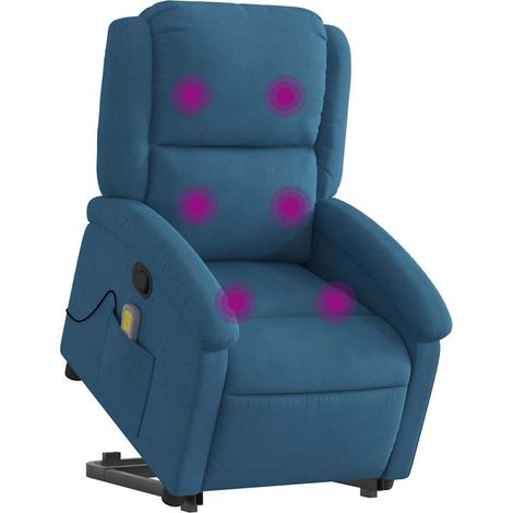 vidaXL Poltrona Alzapersona Massaggiante Reclinabile Blu in Velluto