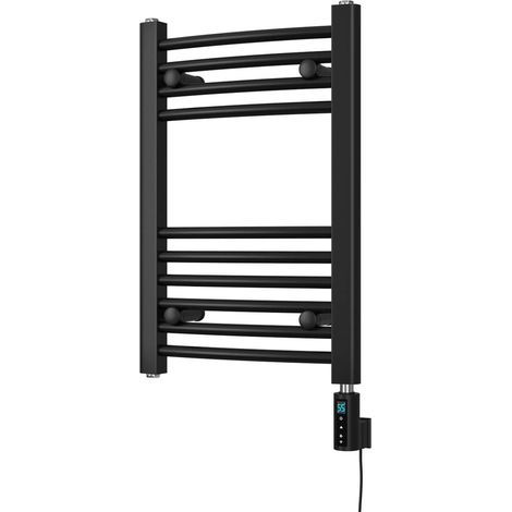 Zennor - Black Electric Towel Rail H600mm x W400mm Curved 200w Thermostatic WIFI (1/3)