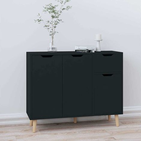326814 vidaXL Sideboard Black 90x30x72 cm Engineered Wood (1/5)
