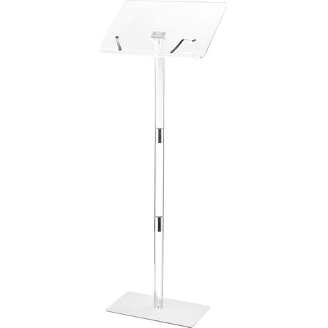 VEVOR Podiumständer Rednerpult aus Acryl (1,22 m), tragbarer Laptop-Schreibtisch mit Buchklammern & breiter Lesefläche & verstellbarem Winkel, Bodenstehend für Klassenzimmer Hochzeiten Konferenzen