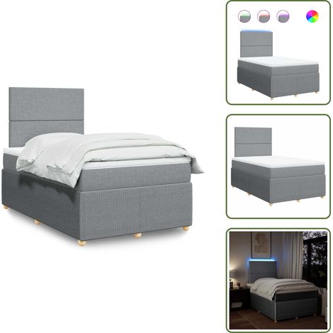 Cama ajustable - vidaXL Cama box spring con colchón tela gris claro 120x200 cm - Cama con cabecero