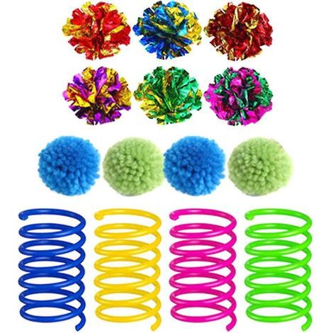 Set aus 14 glänzenden, geknitterten Mylar-Kugeln mit einem Durchmesser von 5,5 cm (1,8 Zoll), Spiralfedern und Quasten. (1/4)