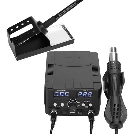 Station de soudage et de retouche 2 en 1 avec affichage numérique LED SMD pour pistolet à air chaud 8582D 750 W, prise 220-240 V (1/5)
