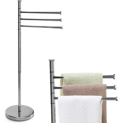 Piantana Portasciugamani Parigi da bagno 3 Bracci in Metallo Cromato 20 x 83 cm (1/3)