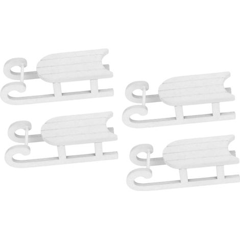 4pièces Traîneau Décoratif de Noël de Forme de Traîneau Ornements Créatifs pour Intérieur Blanc (1/5)