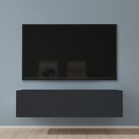 Mai & Mai Meuble TV Suspendue Armoire avec Soft-Close Table TV pour le Salon Gris Noir 120x40,2x30 cm TC002