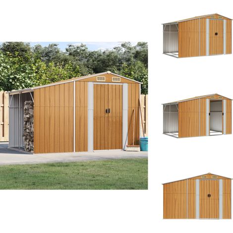 Abri de jardin marron clair 277x192,5x179 cm acier galvanisé - Abri De Jardin - Abri Métallique - Rangement Extérieur - Cabane Extérieure - Stockage Jardin (1/5)
