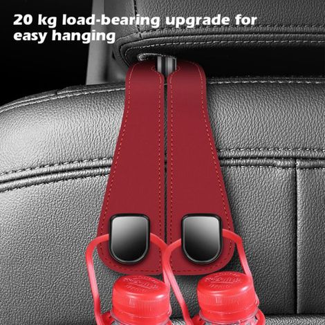 2 PCS Crochets bimétal en cuir PU de voiture,crochet de support de rangement arrière, pour organisateurs de banquette arrière(gris) (1/5)