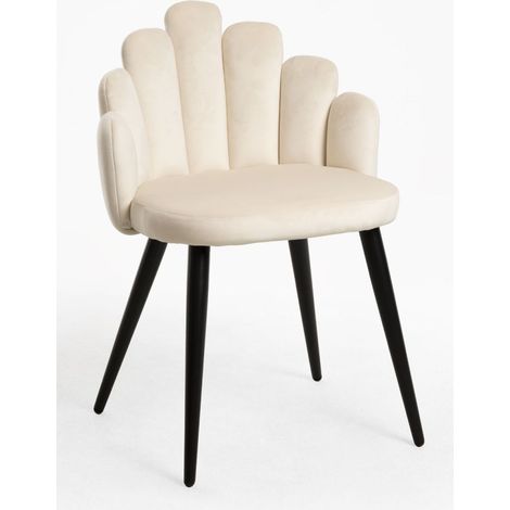 Sillas Comedor - Silla Hand Terciopelo Patas Negras - Beige (1/5)